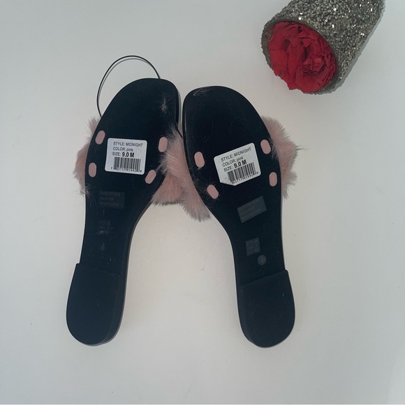 CHINESE LAUNDRY Pink Midnight Faux Fur Slide Sandal Size9 Reemoly - Duplicate - Picture 8 of 9